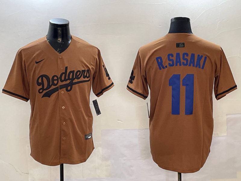 Men Los Angeles Dodgers #11 R Sasaki yellow 2025 MLB nike jersey style 17->los angeles dodgers->MLB Jersey